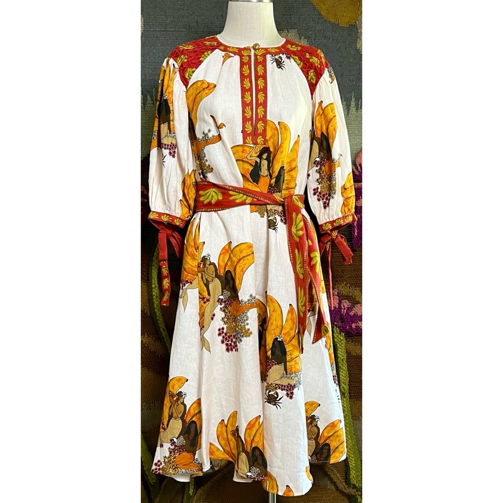 Farm Rio Mermaid Bananas Midi Dress XS
